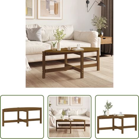 Table basse marron miel - Table basse Marron miel 118x63x45 cm Bois massif de pin (1/5)