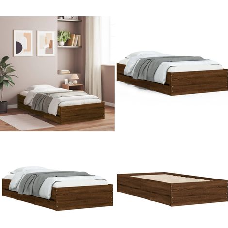 Cadre de lit avec tiroirs sans matelas chêne marron 75x190 cm - Cadre De Lit - Lit Double - Tiroir Lit - Meuble Chambre - Literie - Home & Living (1/5)