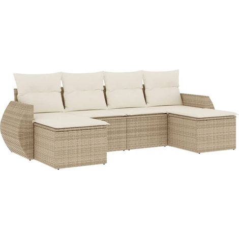 Set Divano da Giardino 6 pz con Cuscini Beige in Polyrattan vidaXL (1/5)