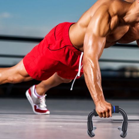 barre de support pour pompes, équipement de fitness et de musculation (bleue) (1/5)