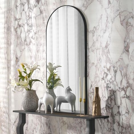 Miroir 120 x 60 cm vouté en aluminium noir Hari (1/4)