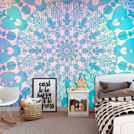 Fotomurale adesivo - Girly Mandala (Blue) - 392x280