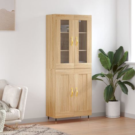 Buffet haut, Meuble de Rangement, Armoire de Cuisine Chêne so69,5x34x180 cm Bois d'ingénierie NKK21933 (1/5)