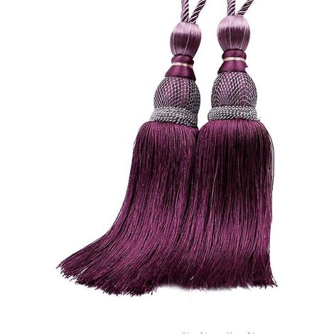 Embrasses de rideaux modernes en ruban de satin avec pompons, 77 x 4 x 4 cm (lot de 2) (1/3)