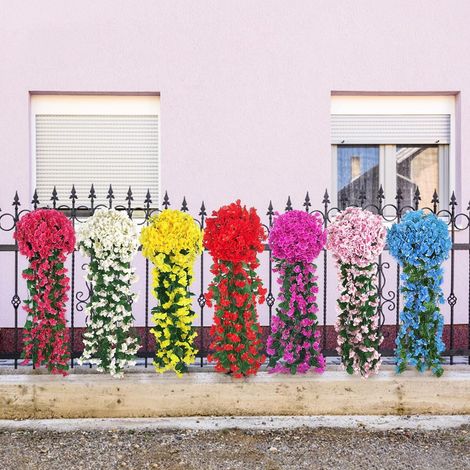 Plante Suspendue Artificielle - Vigne Fausse avec Fleurs et Feuilles - Pour Jardin Extérieur Intérieur Décoration Mariage - Longueur 85 cm - 1 Pièce (1/5)