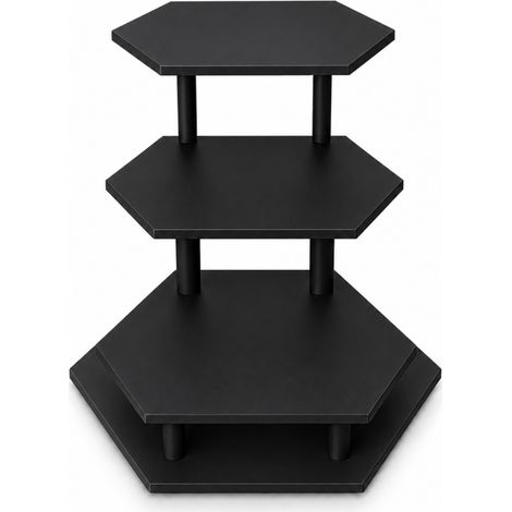 Organizador decorativo de 3 niveles, color negro, estante de exhibición