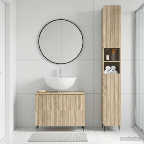 vidaXL 2 Piece Bathroom Cabinet Set ZWOLLE Sonoma Oak Engineered Wood (1/5)