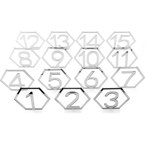 ensemble de numéros de table en acrylique argenté marque