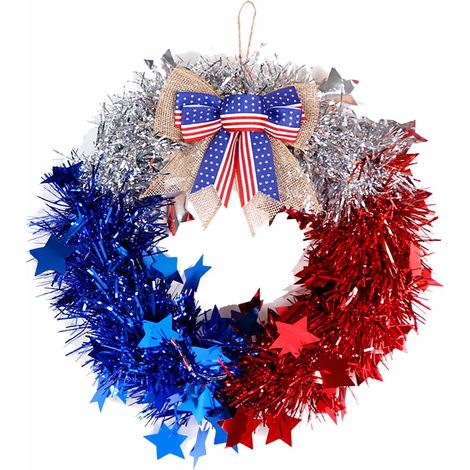 Guirlande Étoile À Cinq Branches - Couronne De Drapeau Américain Pour Décoration Du 4 Juillet - Extérieur Et Intérieur - 1 Pièce (1/5)
