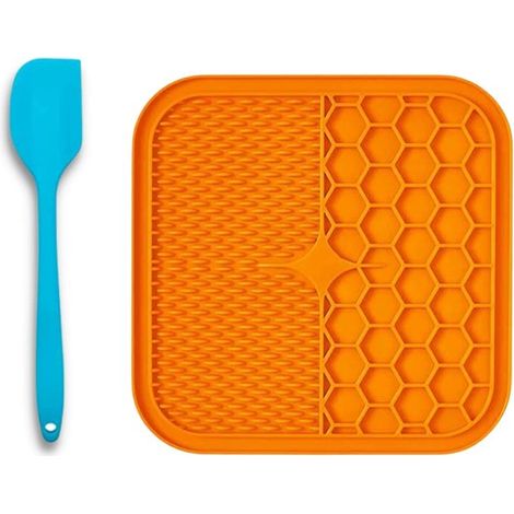 Tappetino da leccare per cani e gatti, in silicone alimentare con ventose, ideale per l'alimentazione lenta di snack di tutte le razze. (1/2)
