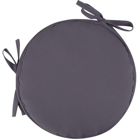 1 coussin de chaise de jardin rond gris foncé d'un diamètre de 30 cm - Extérieur, Tabouret, Terrasse, Salle à manger - Grand Rembourré (1/5)