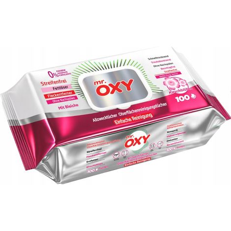 Toallitas húmedas Mr. Oxy con aroma a flor de cerezo. (1/2)
