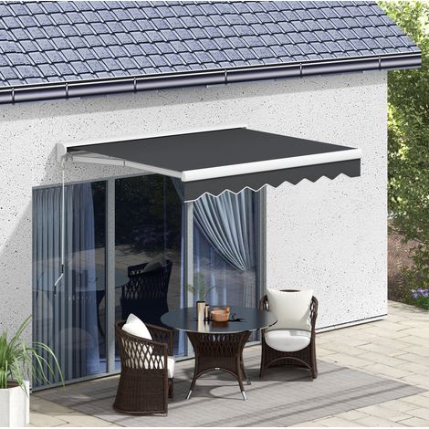 Tenda da sole esterna elettrica in alluminio grigio 250x200 cm, semicasse tta con telecomando e manovella (1/5)