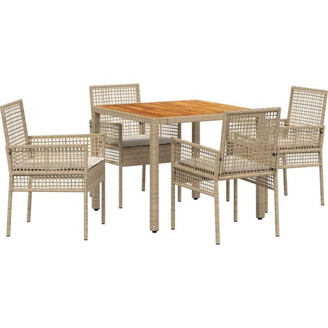 Maison Exclusive - Garten Essgruppe 5 pcs Beige Poly-Rattan