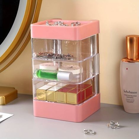 Caja de almacenamiento transparente, caja de escritorio para cosméticos, joyas, pendientes, horquillas y otros artículos - Crezuo
