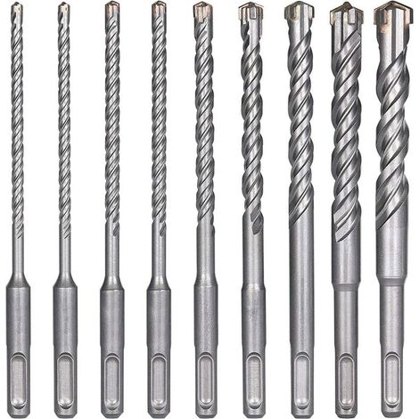 Punte per trapano per calcestruzzo, 9 pezzi (5 mm 16x160 mm) Punta per trapano per piastrelle, punta per trapano a percussione elettrico SDS-Plus per trapano a percussione, punte a croce per calcestru (1/5)