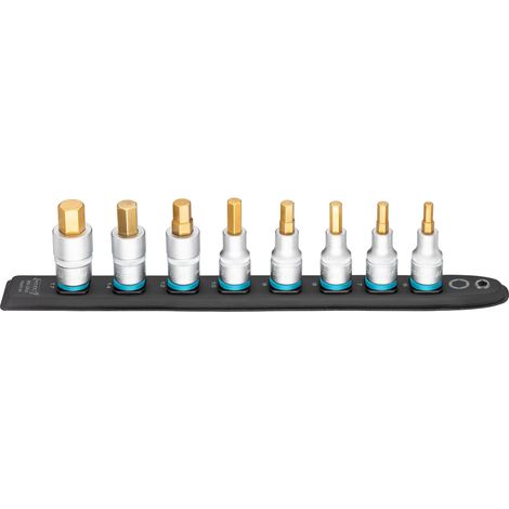 HAZET Smart-Rail 986-SR/8 Sottostruttura magnetica con 8 bussole, attacco: quadrato 12,5 mm (1/2 pollice), uscita: Profilo esagonale per bussole Guida in plastica per chiavi a bussola" (1/4)