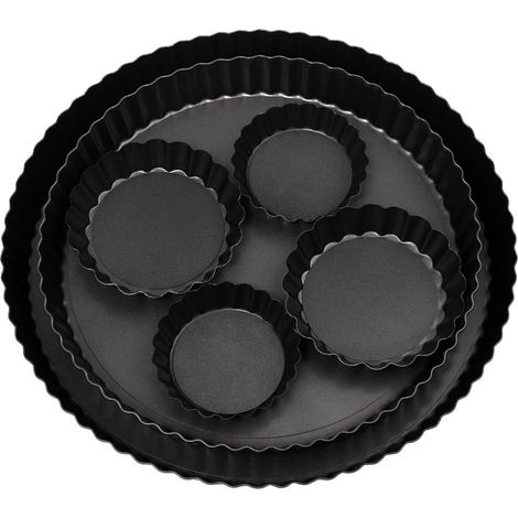 6 Pieces Moule à Quiche 24/28/2x10/2x8 CM Plat à Tarte Fond Amovible Moule à Tartelette Plat Antiadhésif à Quiche Rond 24 28 cm en Acier Carbone pour Gâteaux, Gaufres, Pizza (1/5)