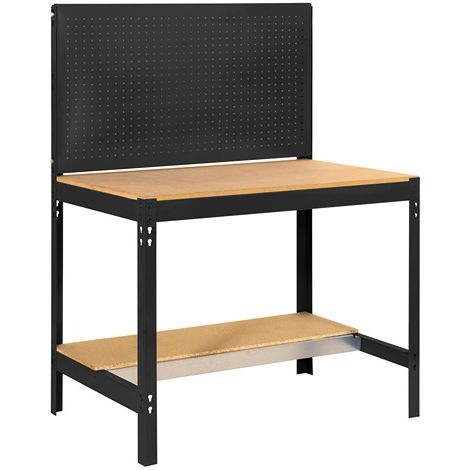 SimonRack Banco da Lavoro con Pannello Forato – Portata 600 kg – 1445x1510x610 mm – Tavolo Officina Fai da Te – Antracite/Legno – BT-2 (1/3)