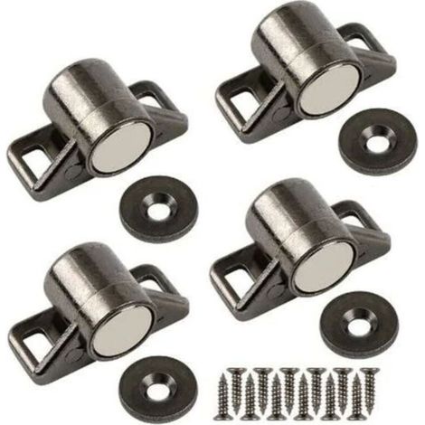 Magnetischer Türverschluss, starker Schranktürmagnet, magnetischer Verschluss aus Zinklegierung für Schiebetüren von Schränken, Küchenschränken, Kleiderschränken, Schubladen und Möbeln (Schwarz, 4er-P (1/5)