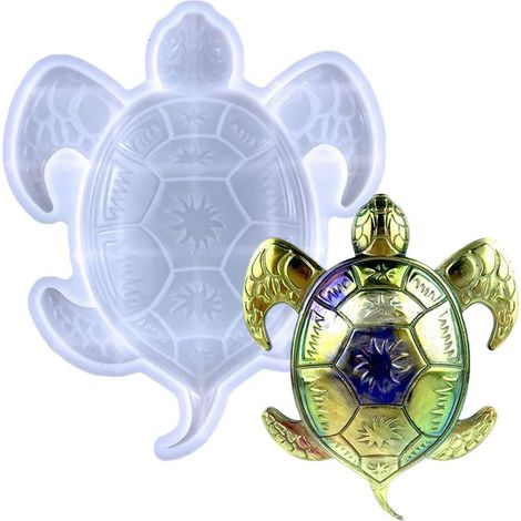 16 x 19 cm große Silikon-Schildkrötenform aus Epoxidharz – Schildkröten-Silikonform, Silikonform für Kunstharz, große Gießform für Schildkröten, schildkrötenförmige Silikonformen für Schränke, Geschen (1/5)