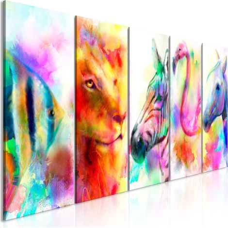 Tableau 5 Panneaux "Rainbow Watercolours Narrow" 80 x 200 cm (1/2)