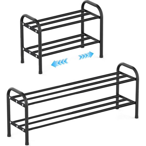 Étagère à chaussures 2 niveaux Extensible 43-78cm rangement chaussure Métal (1/5)