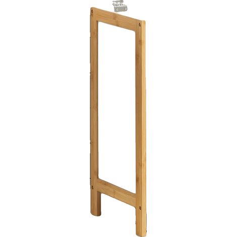 Cesto portabiancheria, in MDF e bambù resistenti, contenitore multifunzionale, BIANCO (1/2)