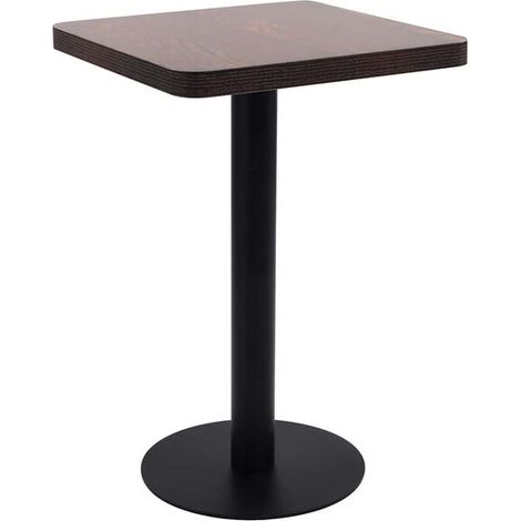 Table de bistrot carrée 50x50 cm, plateau en MDF couleur brun foncé, design industriel compact pour café ou intérieur (1/5)
