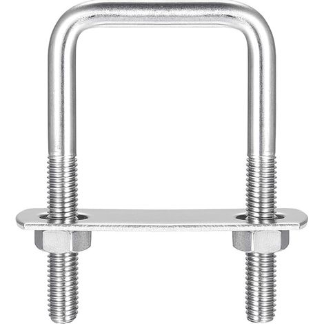 Carré U-Boulons, 2 Ensembles 42mm(1.65") Interne Largeur 80mm Longueur M8 304 Inox Acier U Pince Boulon avec Écrous et Plates, pour Remorque Bateau (1/5)