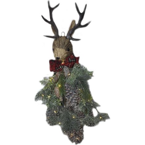 Ghirlanda corona fuori Porta renna luci per Decorazioni Natalizie addobbi di natale festone Negozio casa portoni Interni Esterno (1/5)