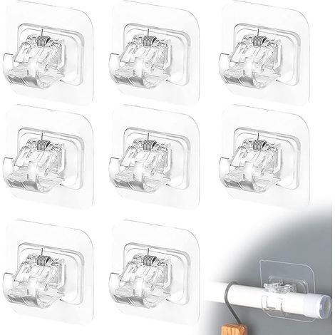 8 Pièces Supports pour Tringles à Rideaux Auto-AdhéSifs Support Tringle Rideaux sans Percage Crochet Rideau Adhesifs pour Rideaux Suspendus ou Porte-Serviettes,6 6cm (1/5)