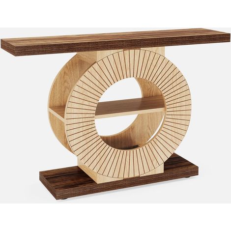 Mesa consola de madera marrón estilo rústico (1/5)