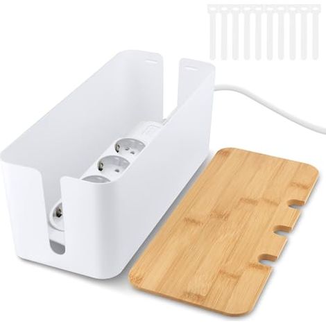 [JAMAIS UTILISÉ]Boîte De Rangement pour Câbles, Cache Cable Boite Rangement Cable avec Couvercle en Bambou, Cache Prise Electrique pour Organiser Les Câbles Et Les Dissimuler (1/5)
