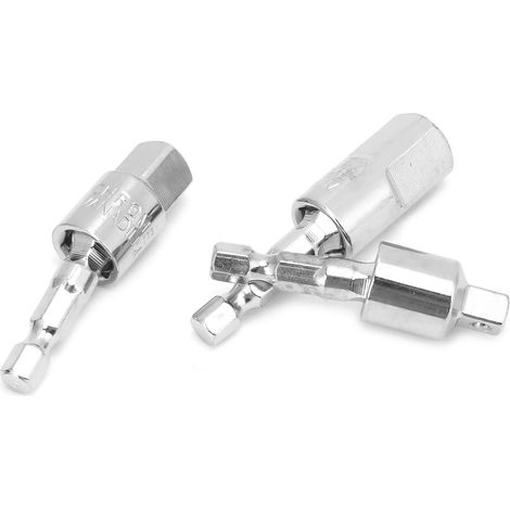 Adaptateur de Perceuse Hexagonal 360° Rotatif en Métal - 3 Pièces Argenté (1/5)