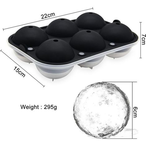 Eiswürfelform aus Silikon mit 6 Fächern und Deckel – Große schwarze Eiswürfelform (1/5)