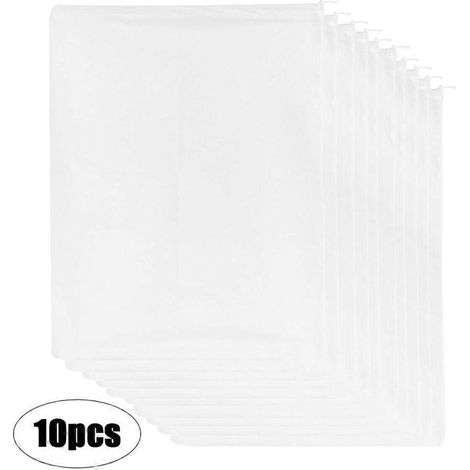 Lot de 10 sacs à chaussures anti-poussière non tissés blancs, portables, à cordon de serrage, transparents, pour le rangement et les voyages. (1/5)