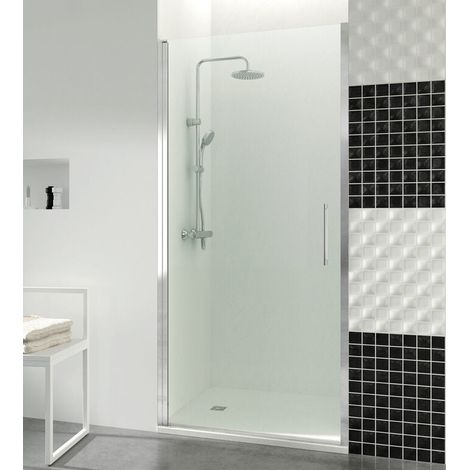 OPEN paroi de douche avec porte pivotante et profilé de fermeture magnétique, 60 cm, profilés noirs, verre transparent (1/5)