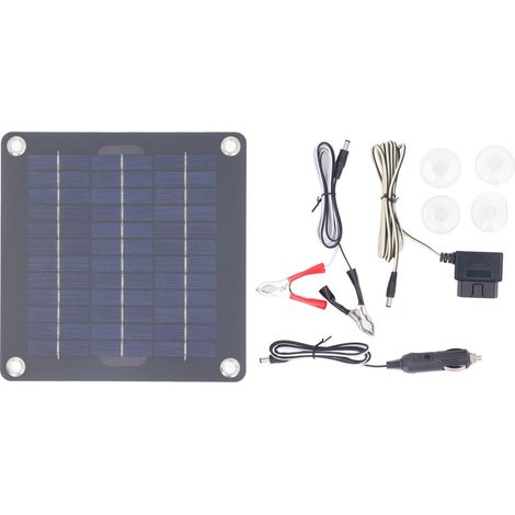 Ortviai Chargeur Solaire pour Batterie 12V/18V – Kit de Maintien Solaire 20 W en Silicium Monocristallin pour Camping-Car, Voiture, Bateau