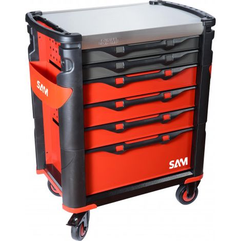 Sam Outillage – Servante d'atelier roulante en acier inoxydable 6 tiroirs – Longueur 600mm – Largeur 834mm – Hauteur 1.13m – Charge maximale 300kg
