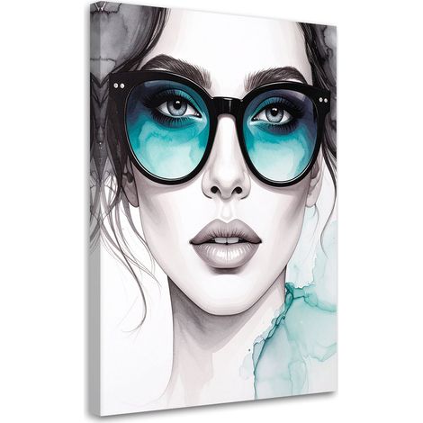 Wandbild Porträt einer Frau mit Brille 60x90 cm (1/5)