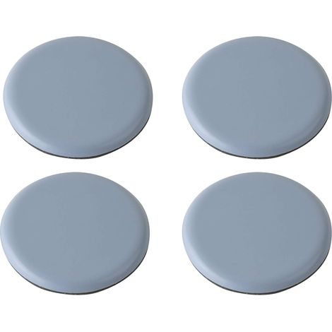 Lot de 4 Patins Autocollants Ø 50 mm, PTFE, Surface Lisse, Gris, Pour Meubles Lourds