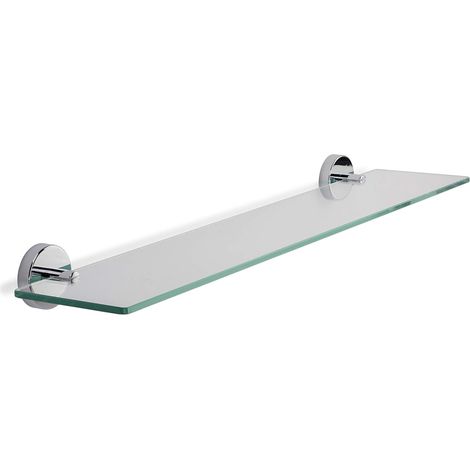 Croydex Flexi-Fix Glass Shelf, Chrome, Bathroom Storage 62cm Length - Epsom (1/5)