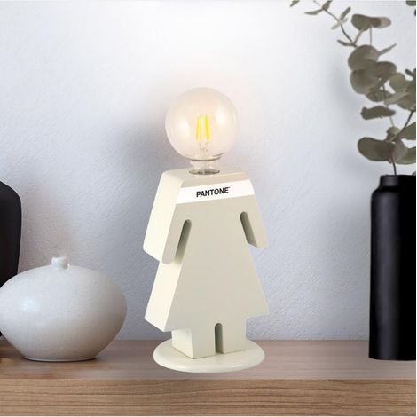 Lampe de Table - du Bureau, de la Table de Chevet - Sable, Blanc, Noir en Bois, 15 X 16 X 26 cm, 1 X E27, Max 100W (1/5)