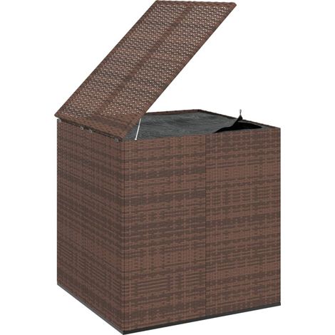 Boîte à coussins de jardin résine tressée 100 x 97,5 x 104cm marron (1/5)