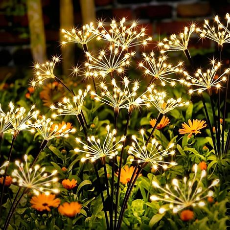 2-Piece Solar Outdoor Garden Lamp LED Fireworks Solar 8 Modes Solar Firefly Outdoor Lighting, Waterproof Solar Light for Garden, Lawn, Terrace, Christmas Decoration (1/5)