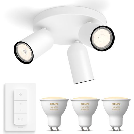 Philips Hue Pongee Aufbauspot mit 3 Lichtpunkten GU10 (Weiß) Warm bis Kaltweißes Licht - Inkl. 1 Dimmschalter - White Ambiance (1/5)