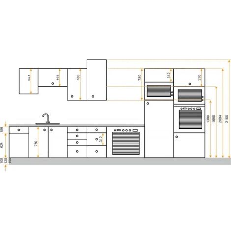 Caisson armoire hauteur 2160 mm profondeur 580 mm largeur 600 mm coloris blanc