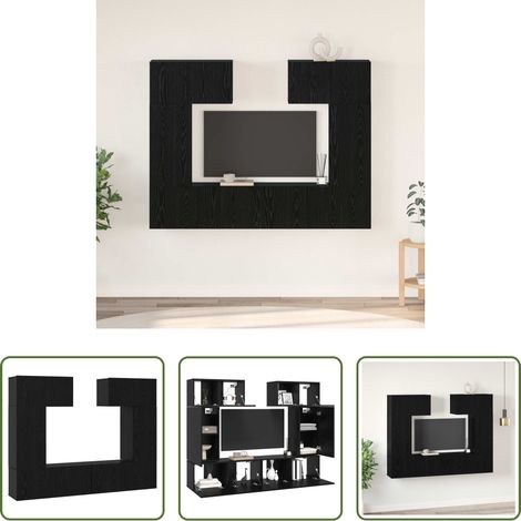 vidaXL Meuble TV mural bois - Ensemble meuble TV 6 pcs Chêne noir Bois d'ingénierie (1/5)