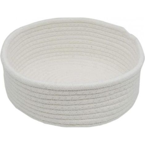 Panier De Rangement - Blanc - Ronde - Diamètre 30 Cm Hauteur 15 Cm - Pour Salle De Bain Cuisine Salon - Lot De 1 (1/3)